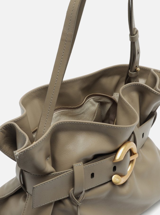 Bolsa Tiracolo Cinza Couro Isa Média