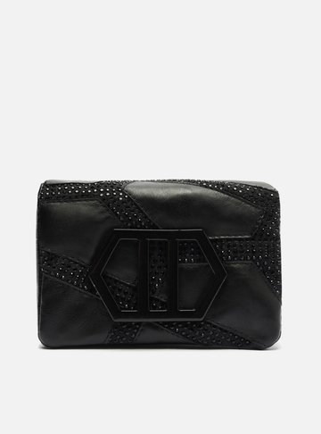 Bolsa Tiracolo Preta Couro Emma Strass