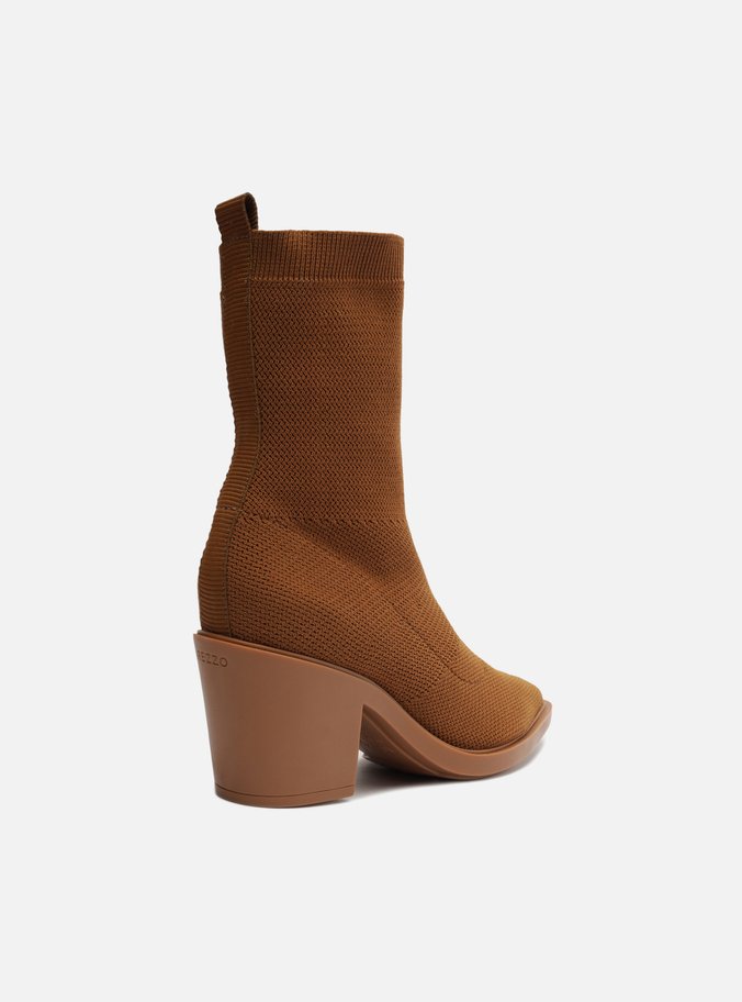 Bota Marrom Knit Cano Médio Western
