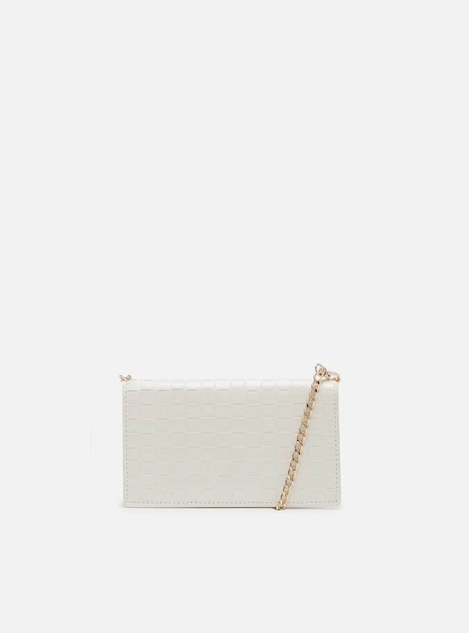 Clutch Branca Couro Tressê Pequena Silvia Braz