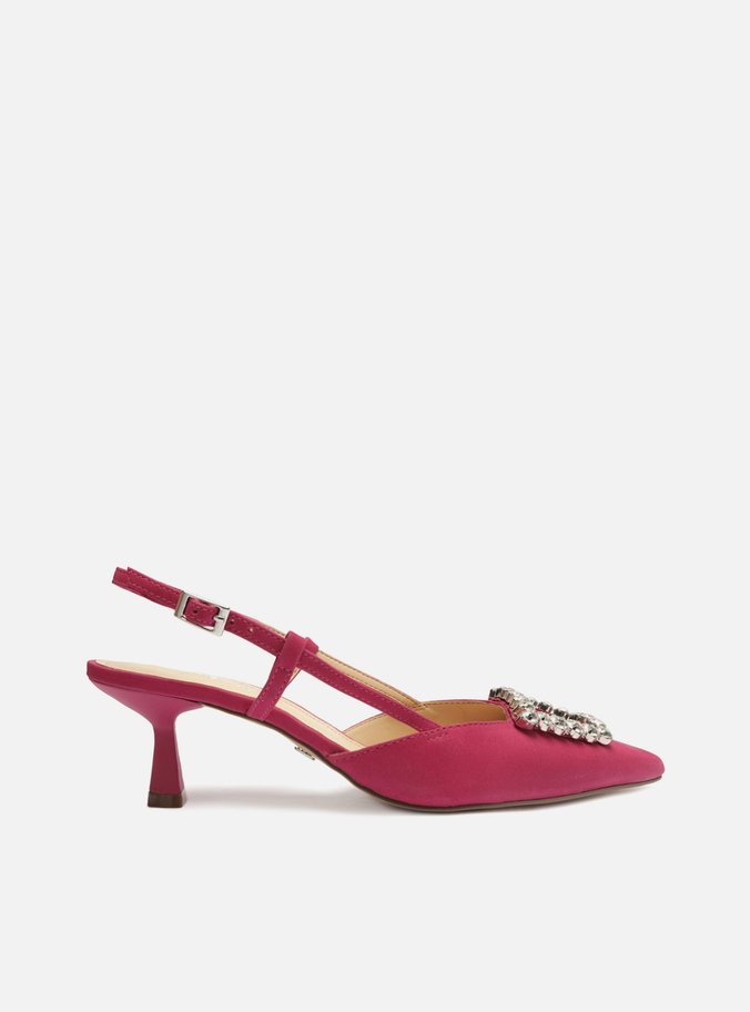 Scarpin Rosa Nobuck Bico Fino Slingback Emily