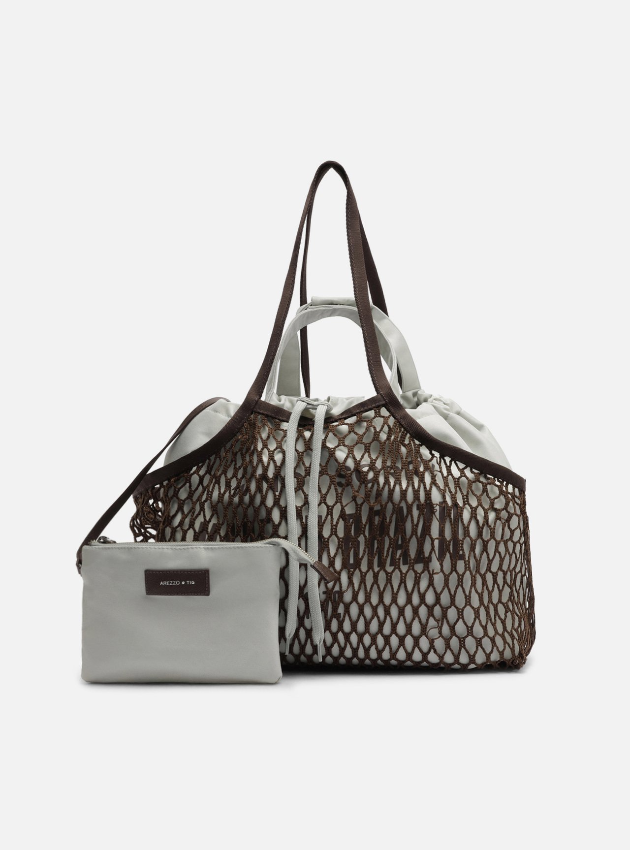 Bolsa Shopping Marrom Tela Lona Grande Verde TIG — foto 6