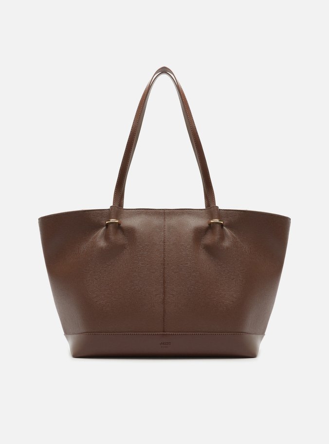Bolsa Shopping Marrom Grande Metais Dourados