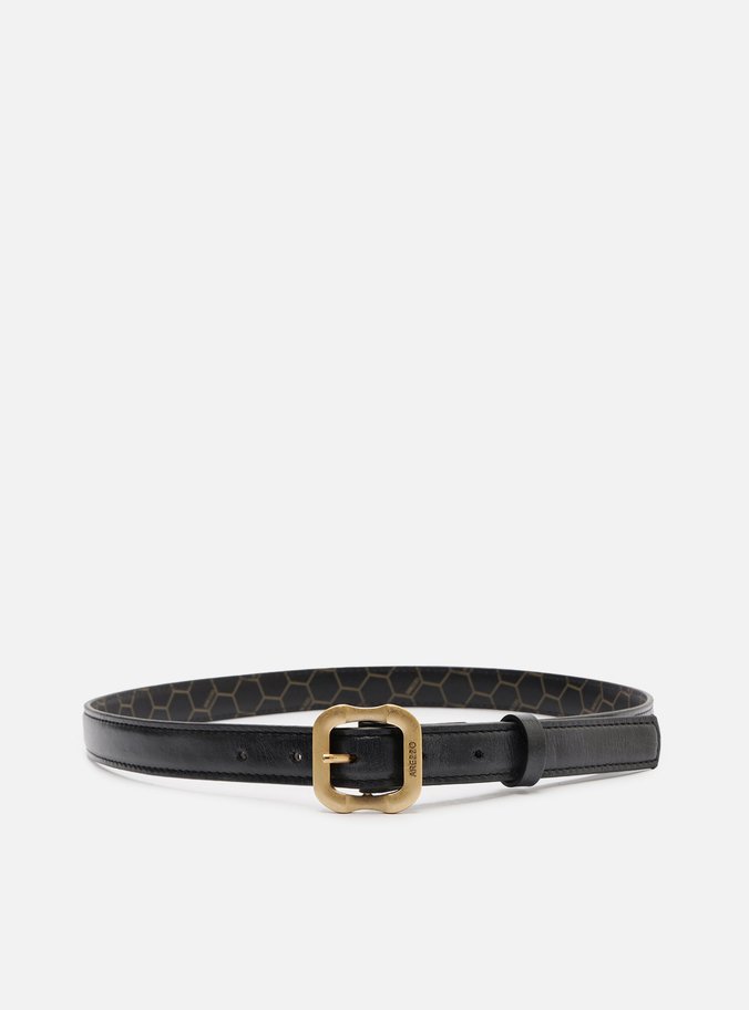 Cinto Preto Couro Worn Médio Fivela