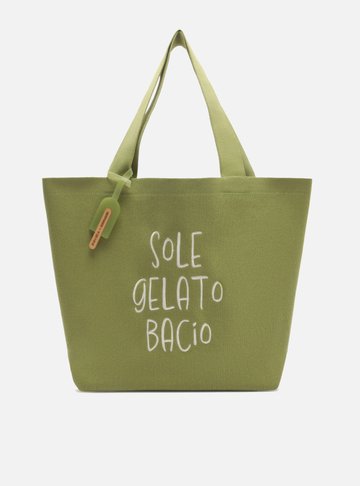 Bolsa Shopping Verde Crochê Grande Brizza Bacio Di Latte