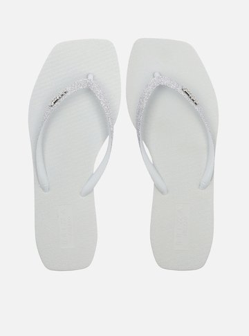 Chinelo de Dedo Prata Glitter Square Brizza