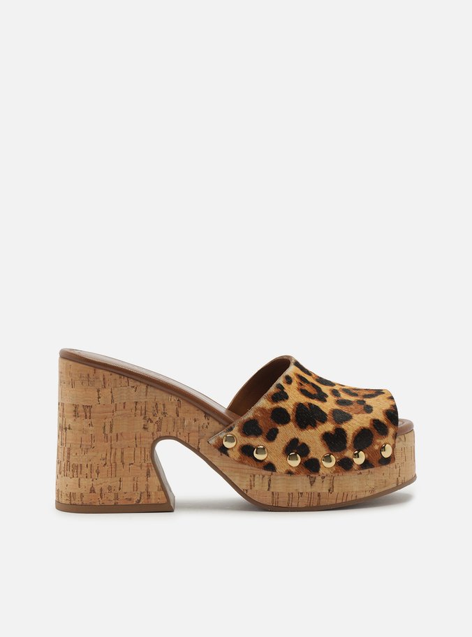 Tamanco Animal Print Meia Pata Cortiça