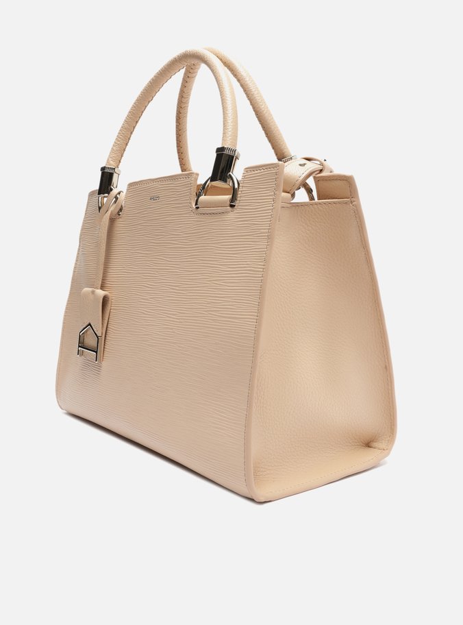 Bolsa Tote Nude Couro Abbraccio Grande Texturizada