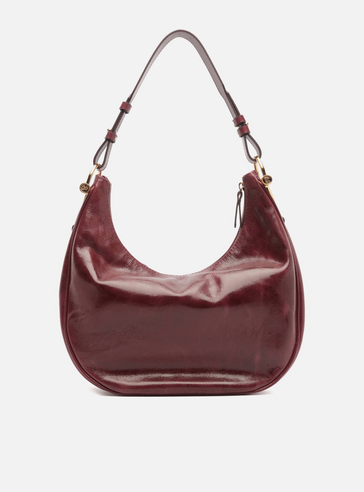 Bolsa Hobo Bordô Couro Grande Metais Alça — foto 3
