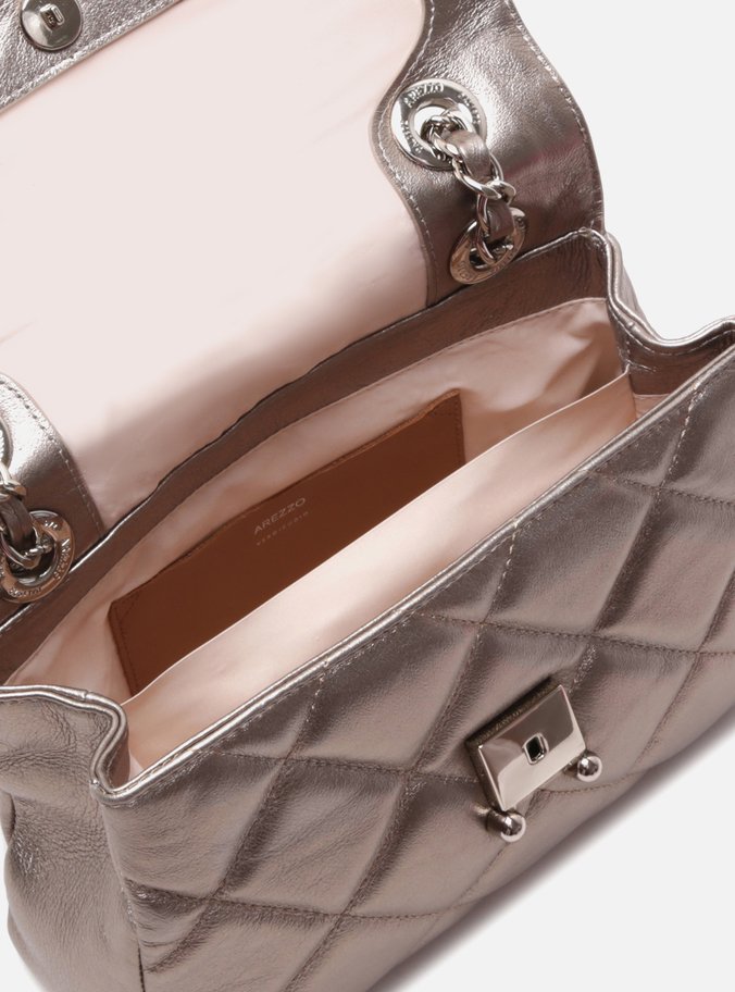Bolsa Tiracolo Dourada Couro Mizz Média New Titanium