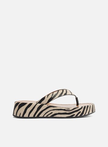 Tamanco Animal Print Flatform Thong