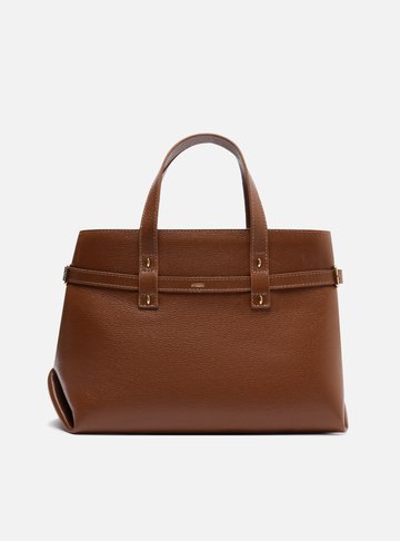 Bolsa Tote Marrom Couro Grande Fivelas