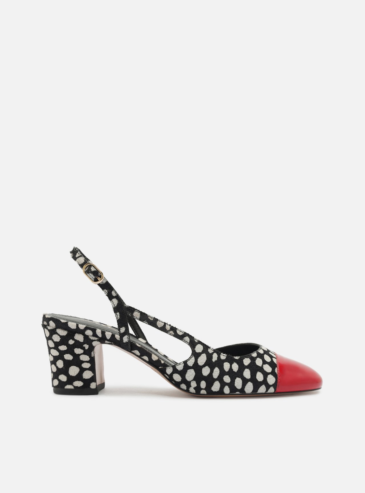 Scarpin Multicolorido Salto Bloco Pelo Slingback — foto 1