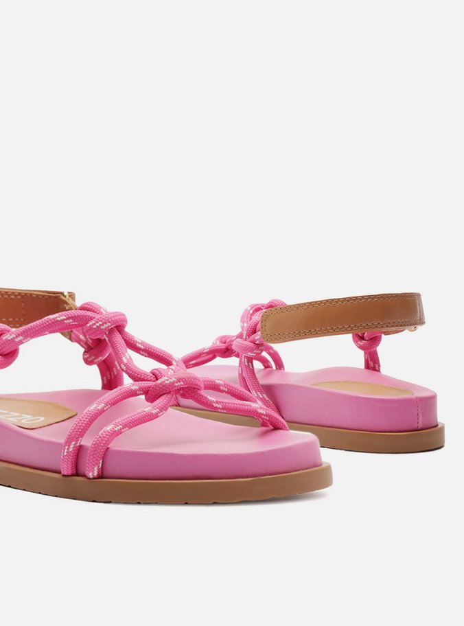 Sandália Papete Rosa Couro Custom Anklet
