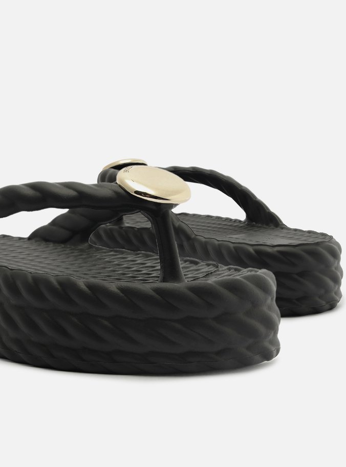 Sandália Preta Flatform Marrocos Mid Metal