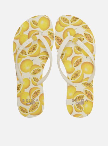 Chinelo Branco Essential Estampa Maracujá