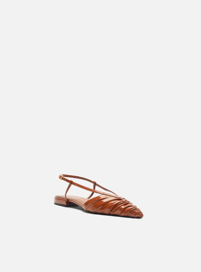 Sapatilha Marrom Verniz Bico Fino Slingback