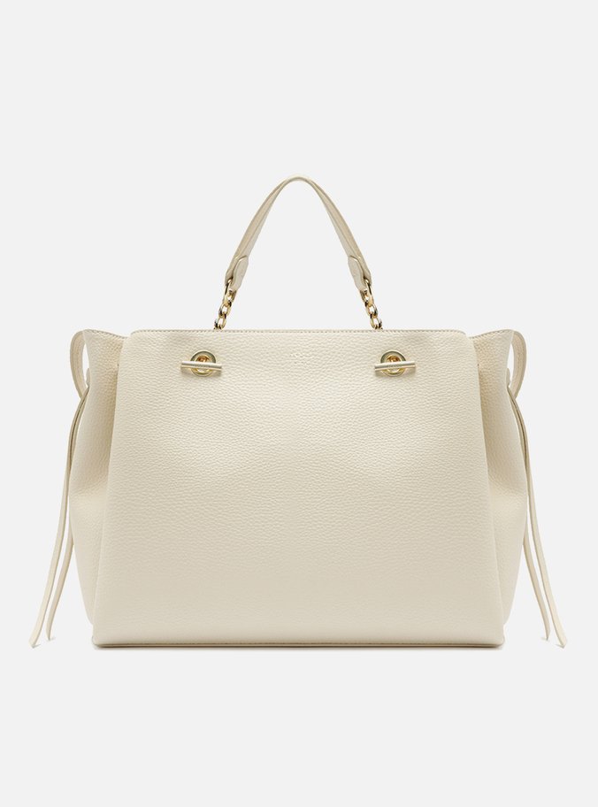 Bolsa Tote Branca Grande Detalhe Tiras