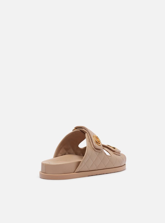 Sandália Papete Soft Couro Matelassê Velcro