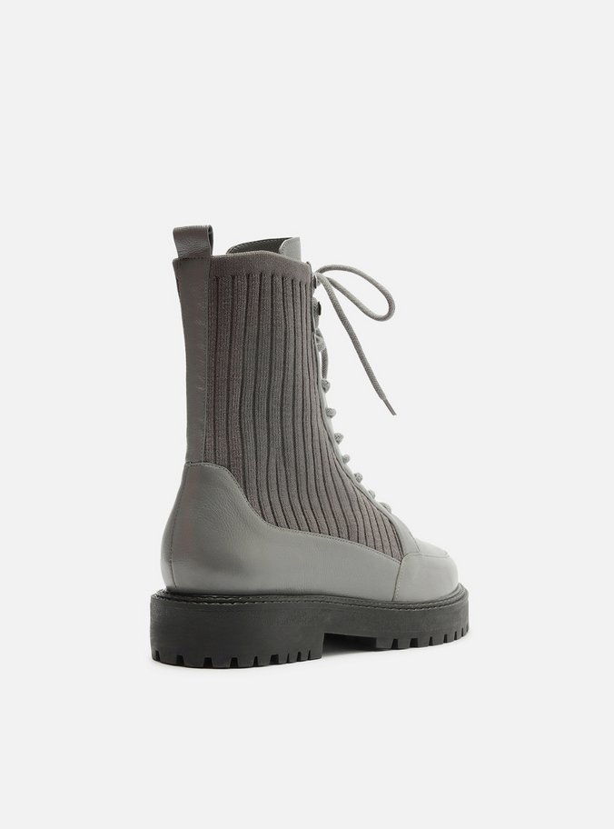 Bota Coturno Cinza Salto Baixo