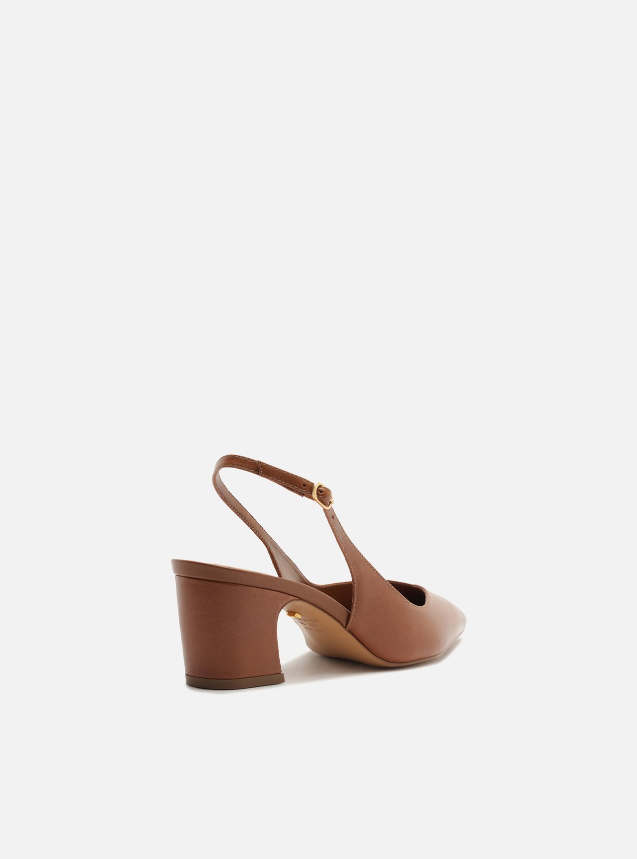 Scarpin Marrom Couro Salto Médio Bloco Slingback — foto 3