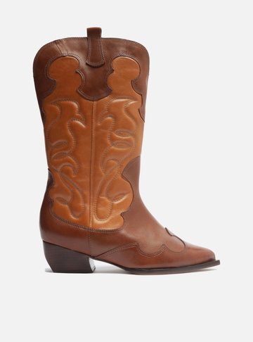 Bota Marrom Couro Cano Médio Western Georgia
