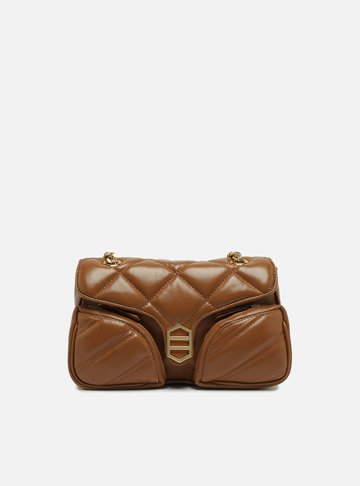 Bolsa Tiracolo Marrom Couro Média Matelassê