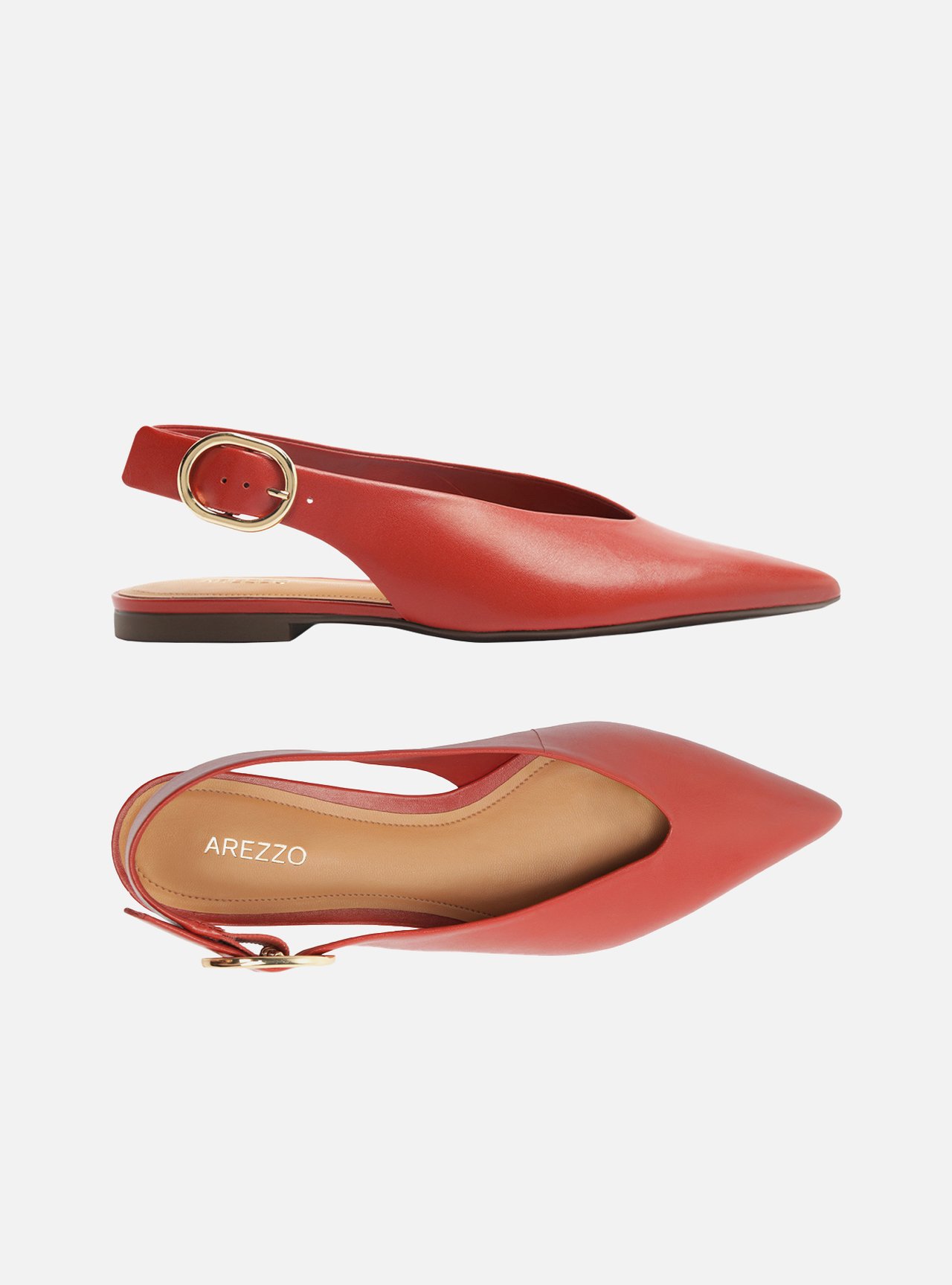 Sapatilha Marrom Couro Bico Fino Fivela Slingback — foto 5