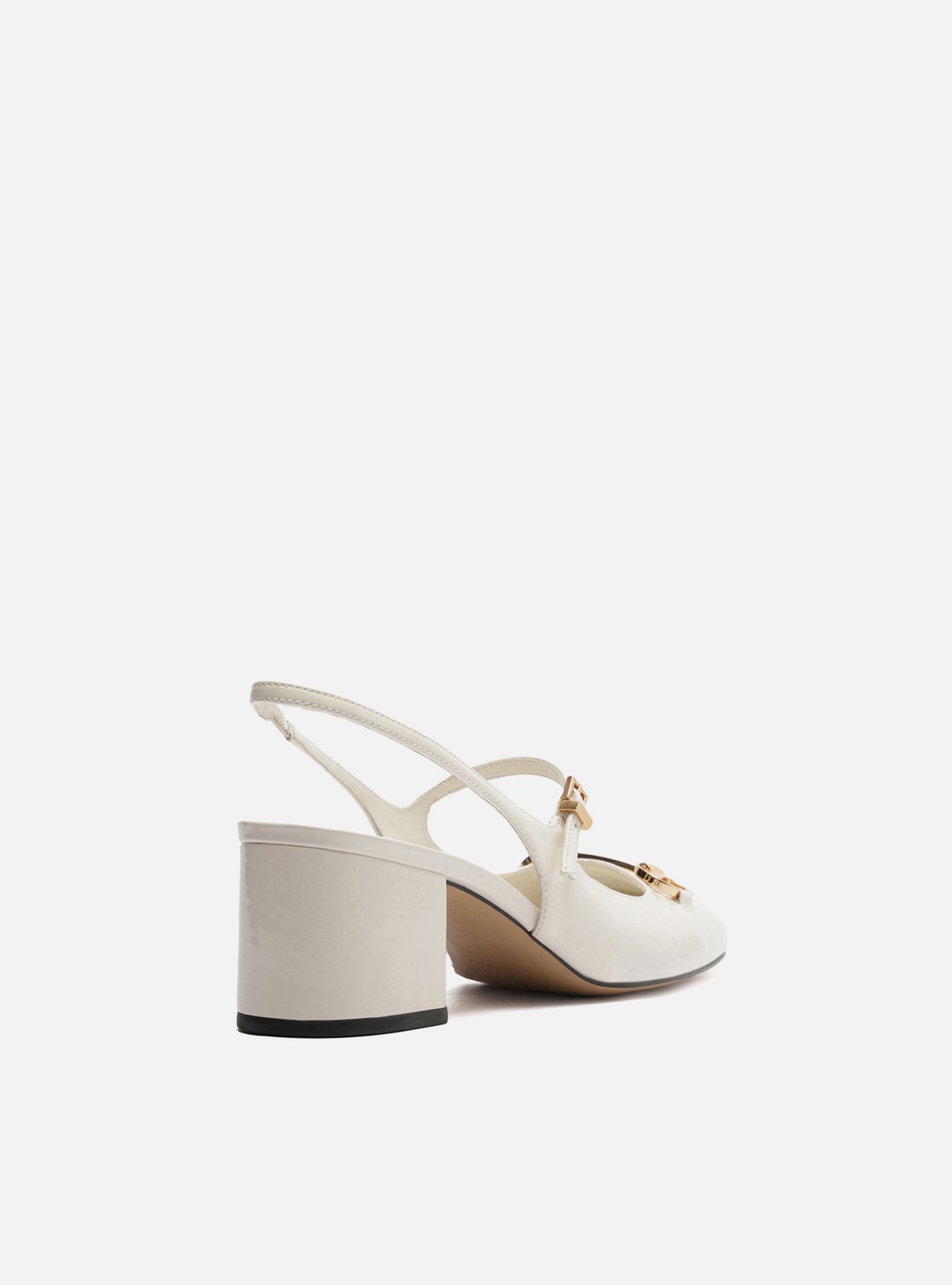 Sapato Boneca Branco Verniz Bloco Slingback — foto 3