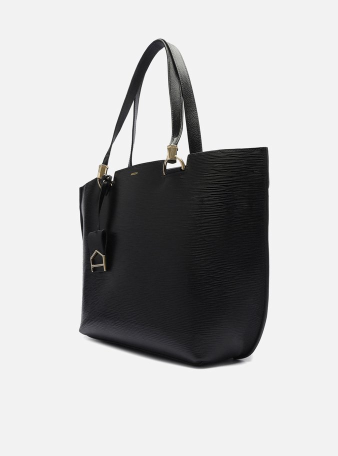 Bolsa Shopping Preta Couro Abraccio Grande
