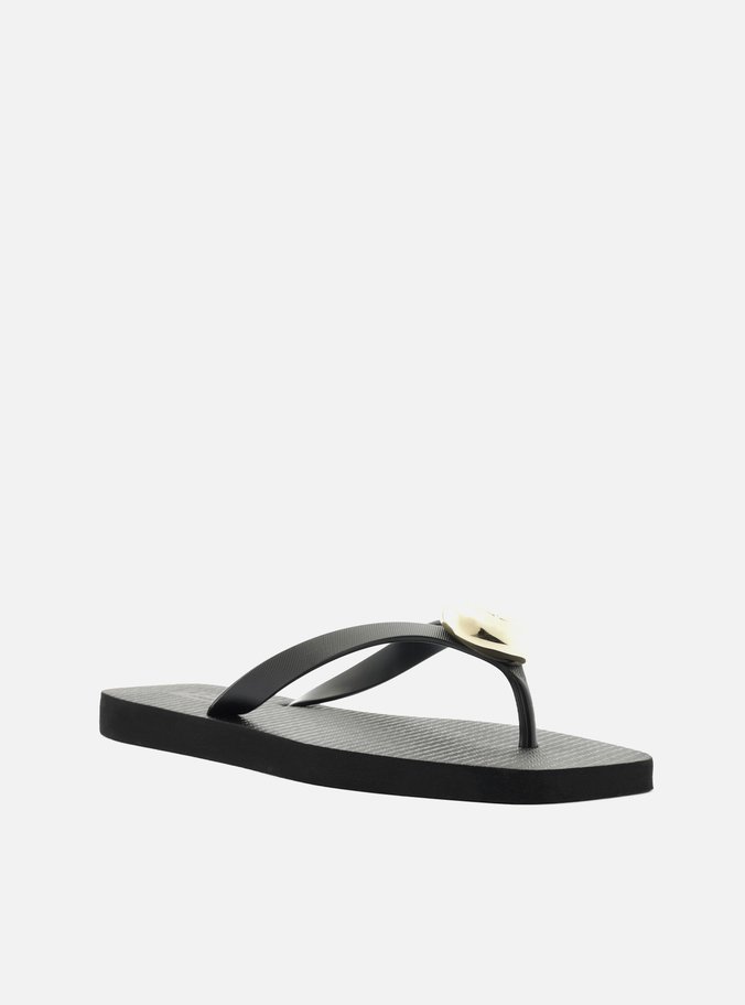 Chinelo de Dedo Preto Square Tiras Largas