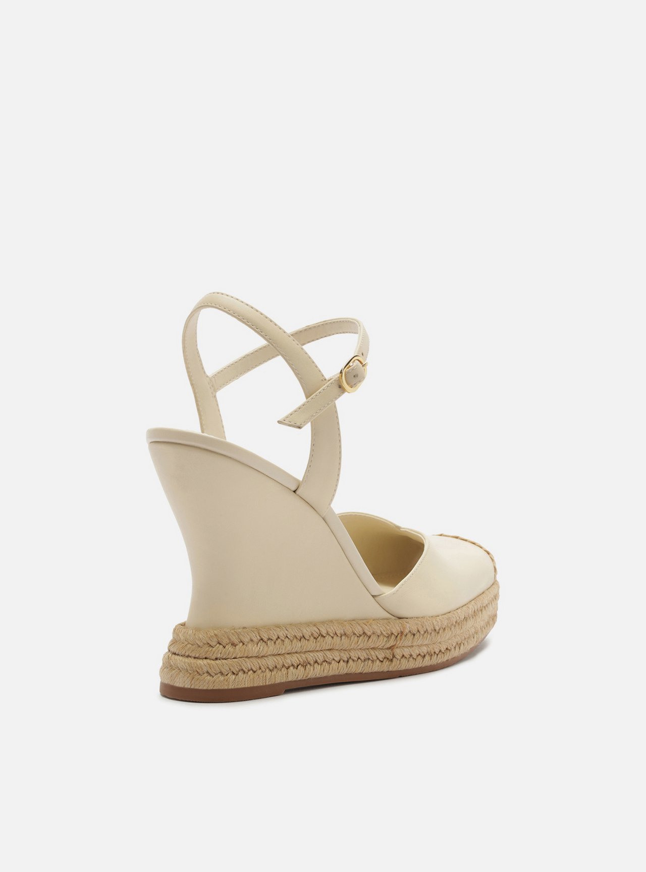 Sandália Anabela Espadrille Off White Plataforma Fivela Tressê Slingback — foto 3