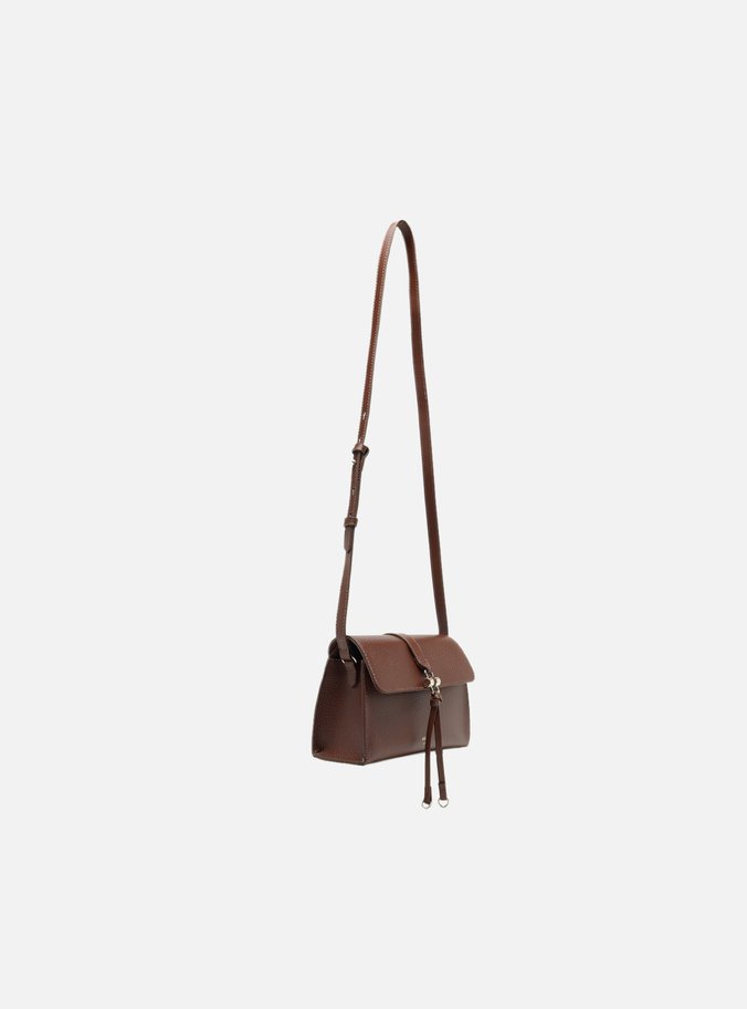 Bolsa Tiracolo Marrom Pequena Detalhe Tiras Metal