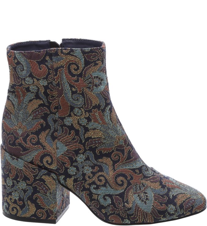 Bota Retro Jacquard Veludo Cano Curto