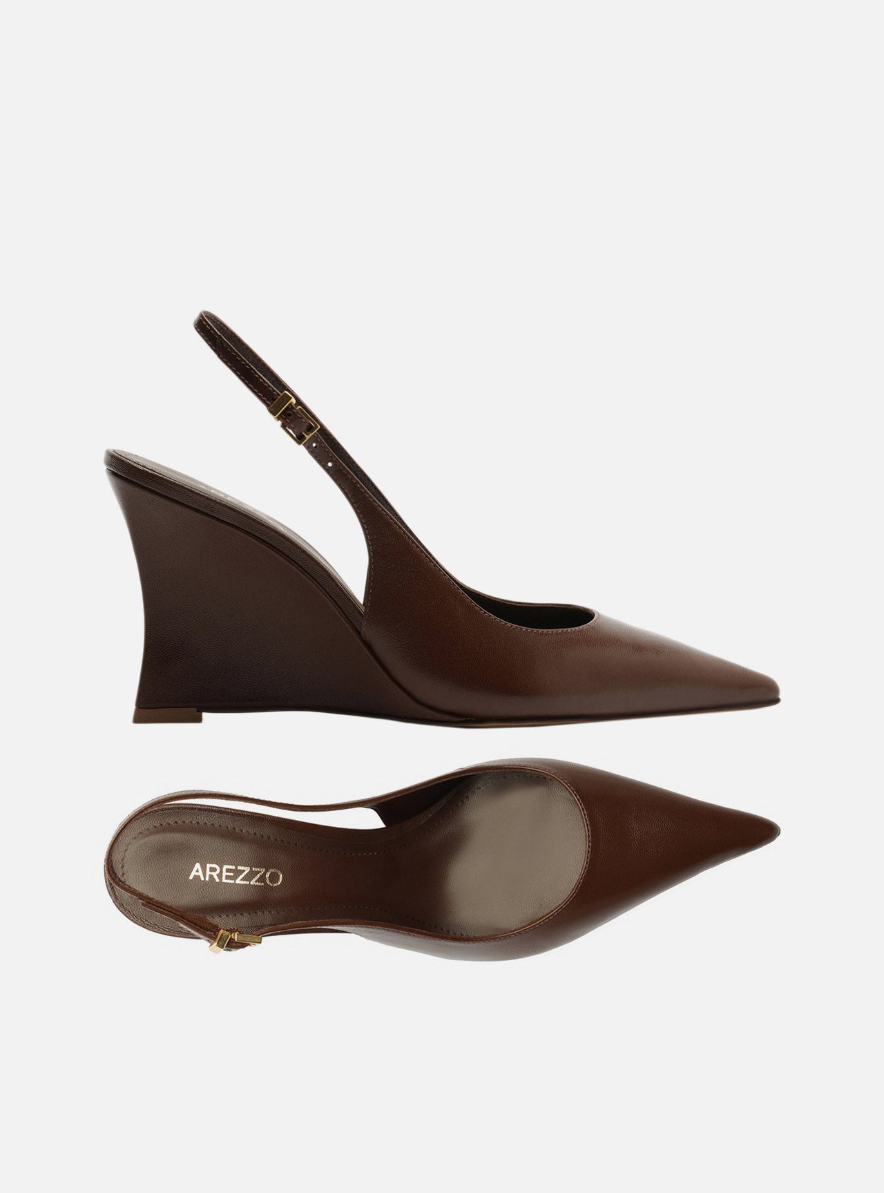 Scarpin Marrom Couro Salto Alto Anabela Slingback — foto 5