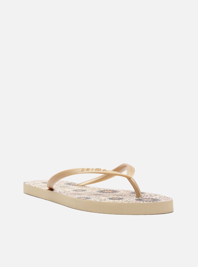 Chinelo de Dedo Dourado Estampa Marrocos Essential