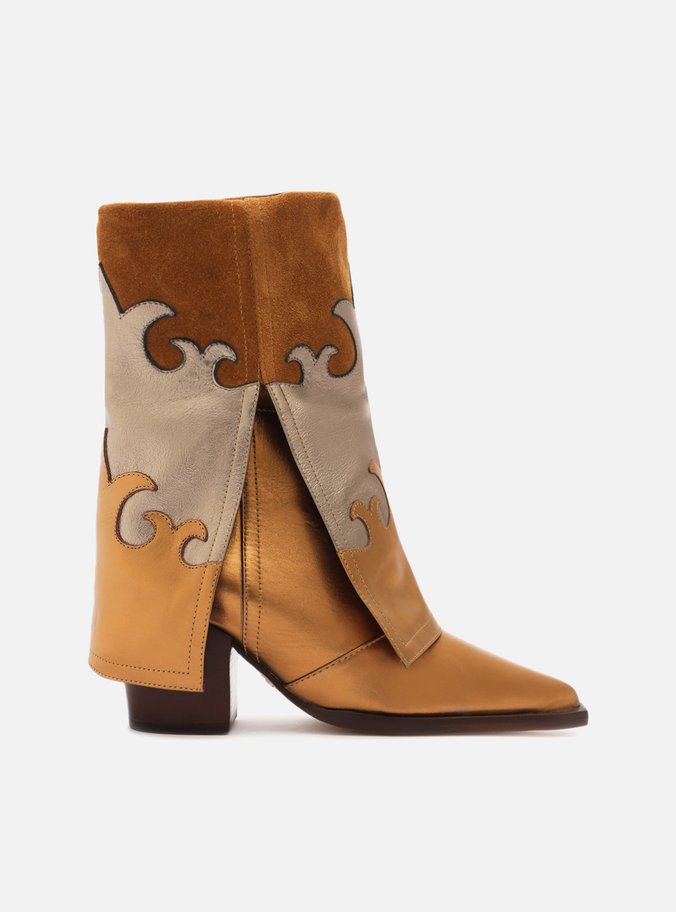 Bota Dourada Couro Cano Médio Capa Western Georgia