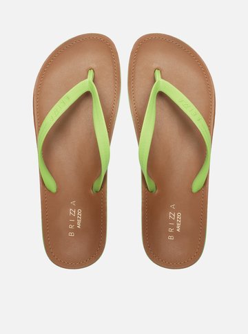 Chinelo de Dedo Verde Lima Palmilha Marrom Fit