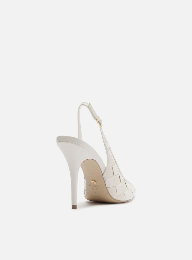 Scarpin Branco Tressê Off-White Slingback