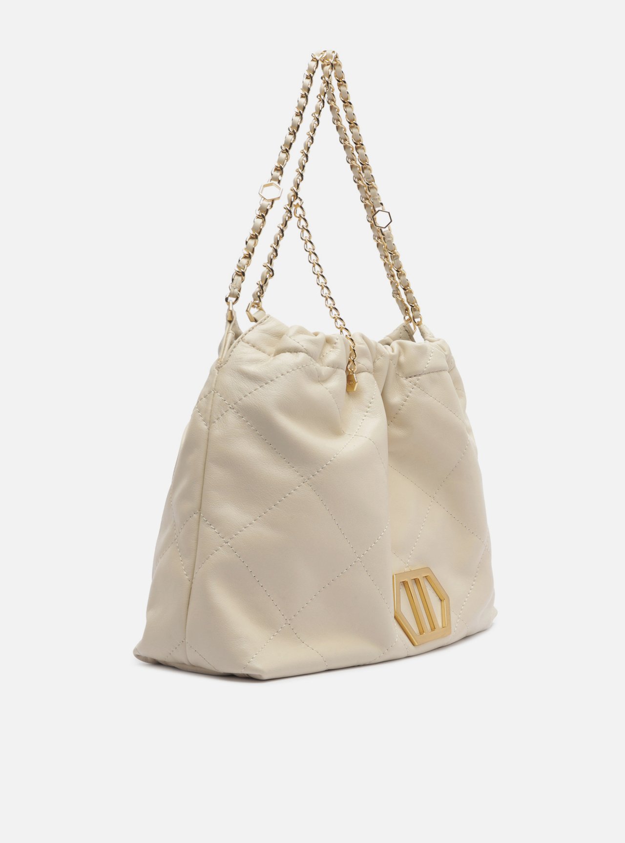 Bolsa Hobo Branca Couro Grande Matelassê Corrente — foto 5