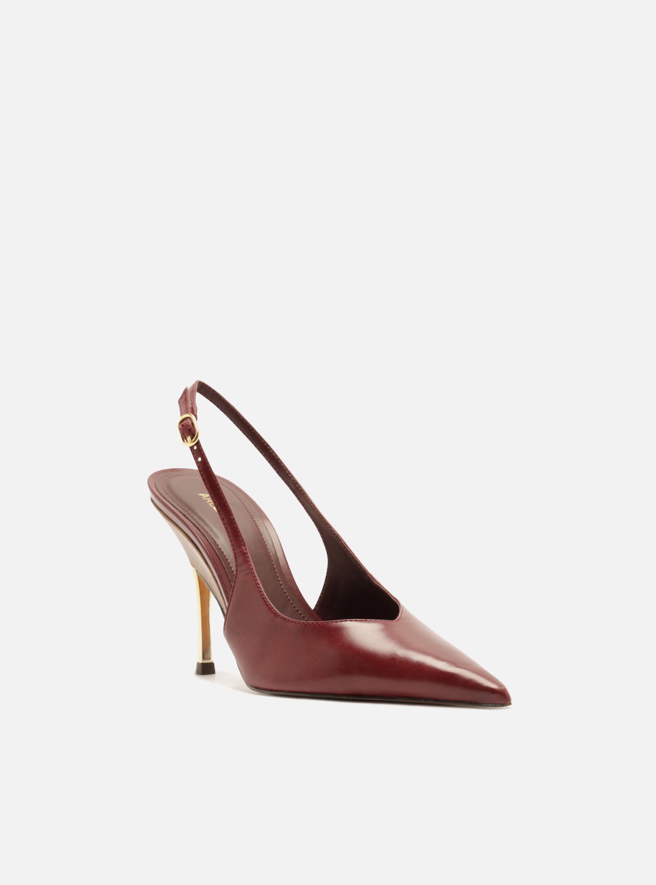 Scarpin Vermelho Couro Salto Fino Fivela Slingback — foto 2