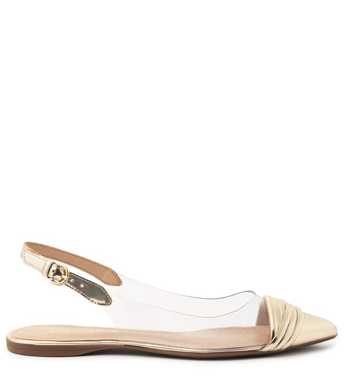 Sapatilha Dourada Vinil Slingback