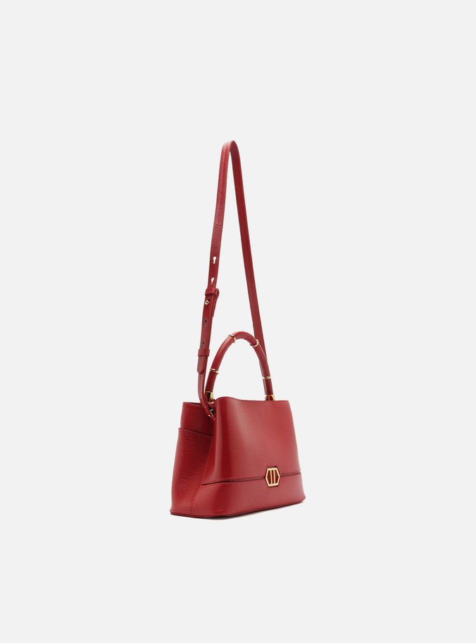 Bolsa Tote Vermelha Couro Pequena Anéis