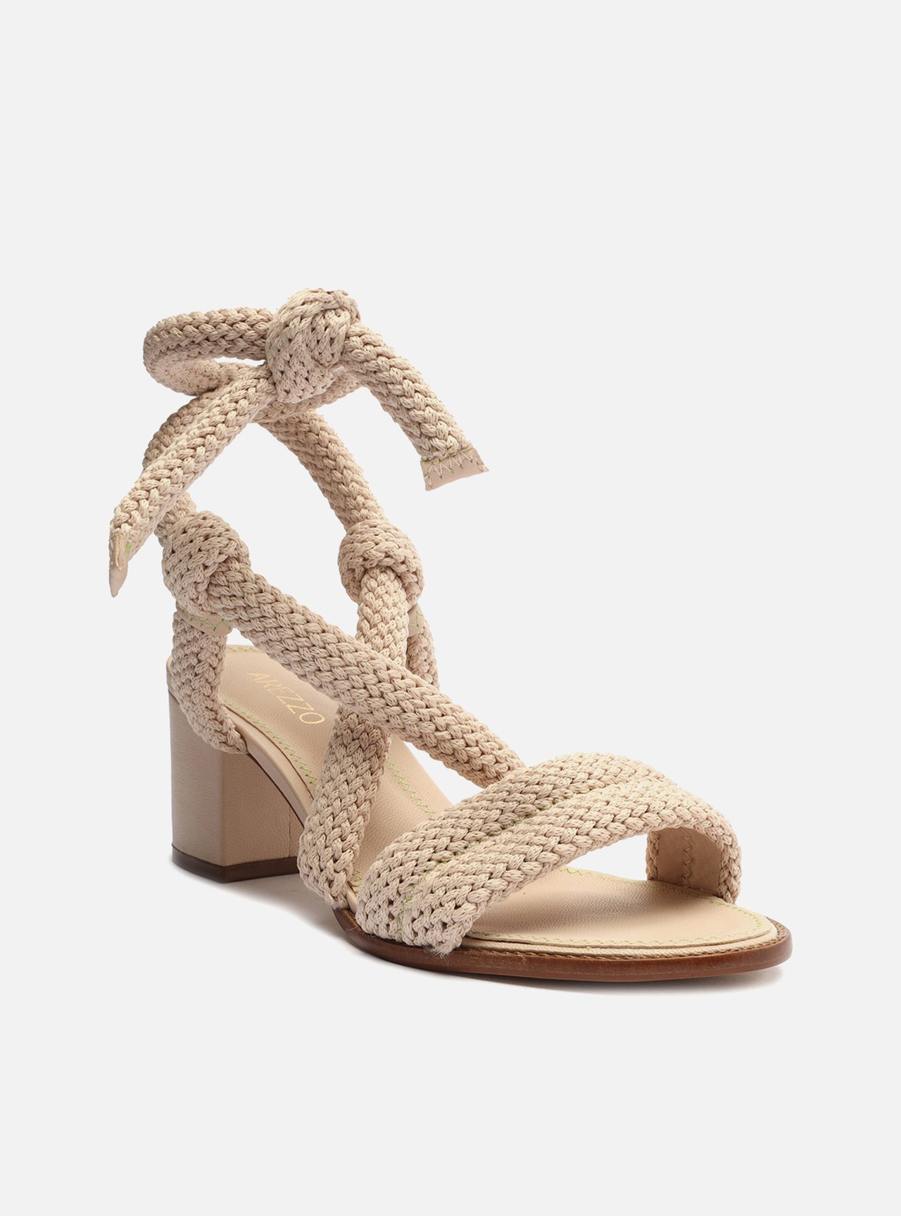Sandália Off-White Salto Médio Tiras Cordão — foto 4