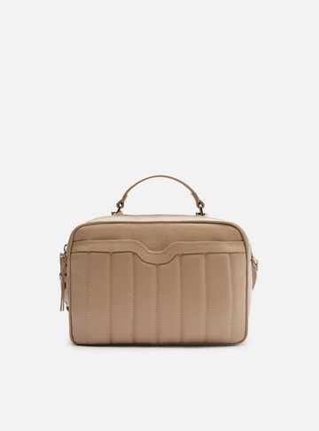 Bolsa Tiracolo Bege Couro Francine Média