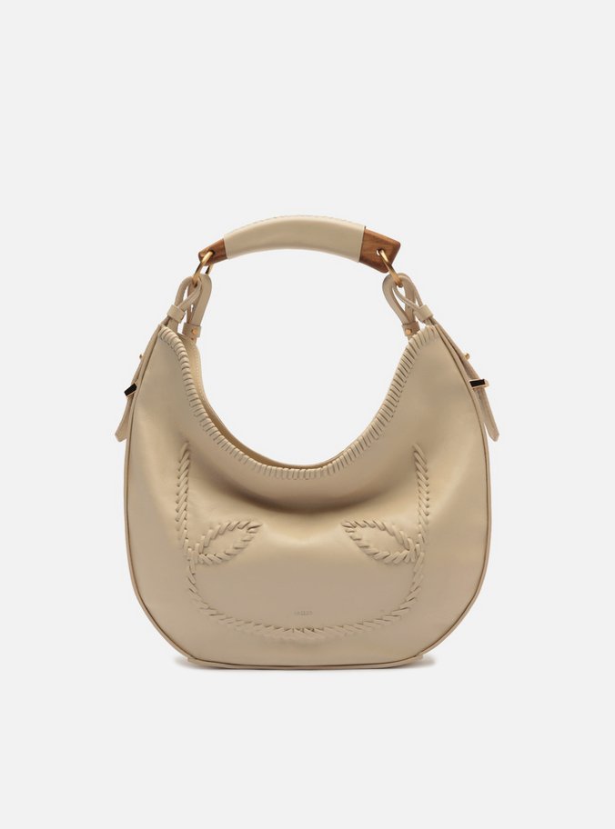 Bolsa Hobo Branca Couro Média Tressê