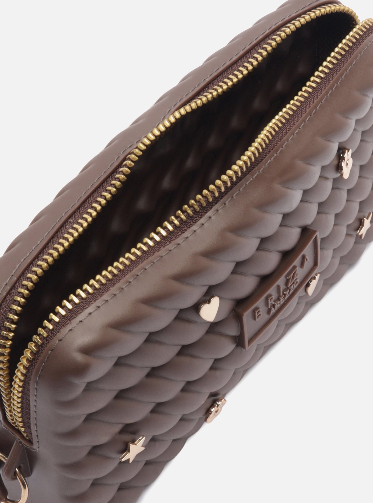 Bolsa Clutch Marrom Pequena Tressê Metais Brizza — foto 3