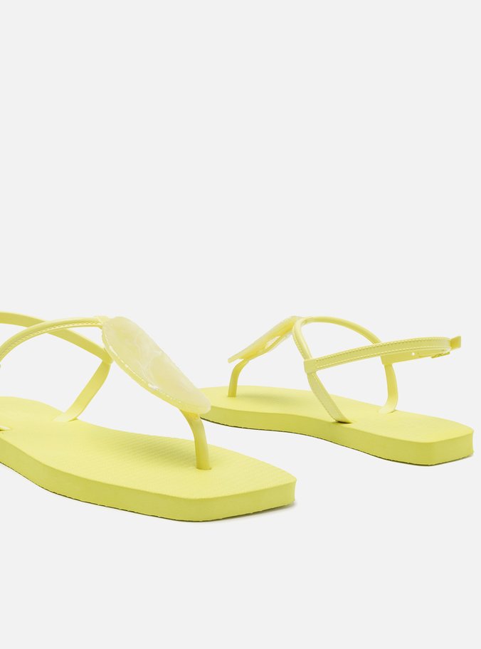 Sandália Rasteira Amarela Slim Square Quartzo