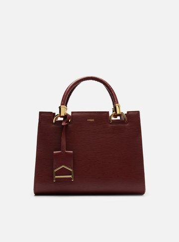 Bolsa Tote Vinho Couro Abraccio Média