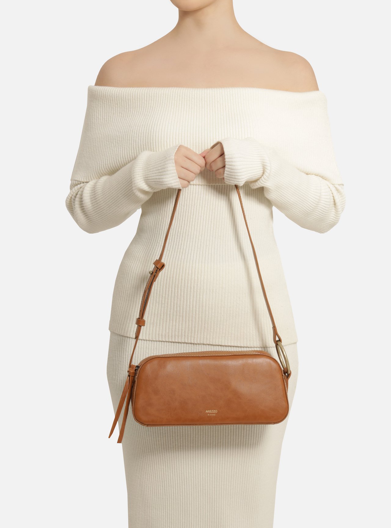 Bolsa Shoulder Marrom Média Argola Lateral — foto 6